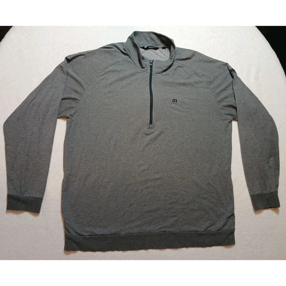 Travis Mathew Pullover Mens XXL Gray 1/4 Zip Golf Long Sleeve PGA West